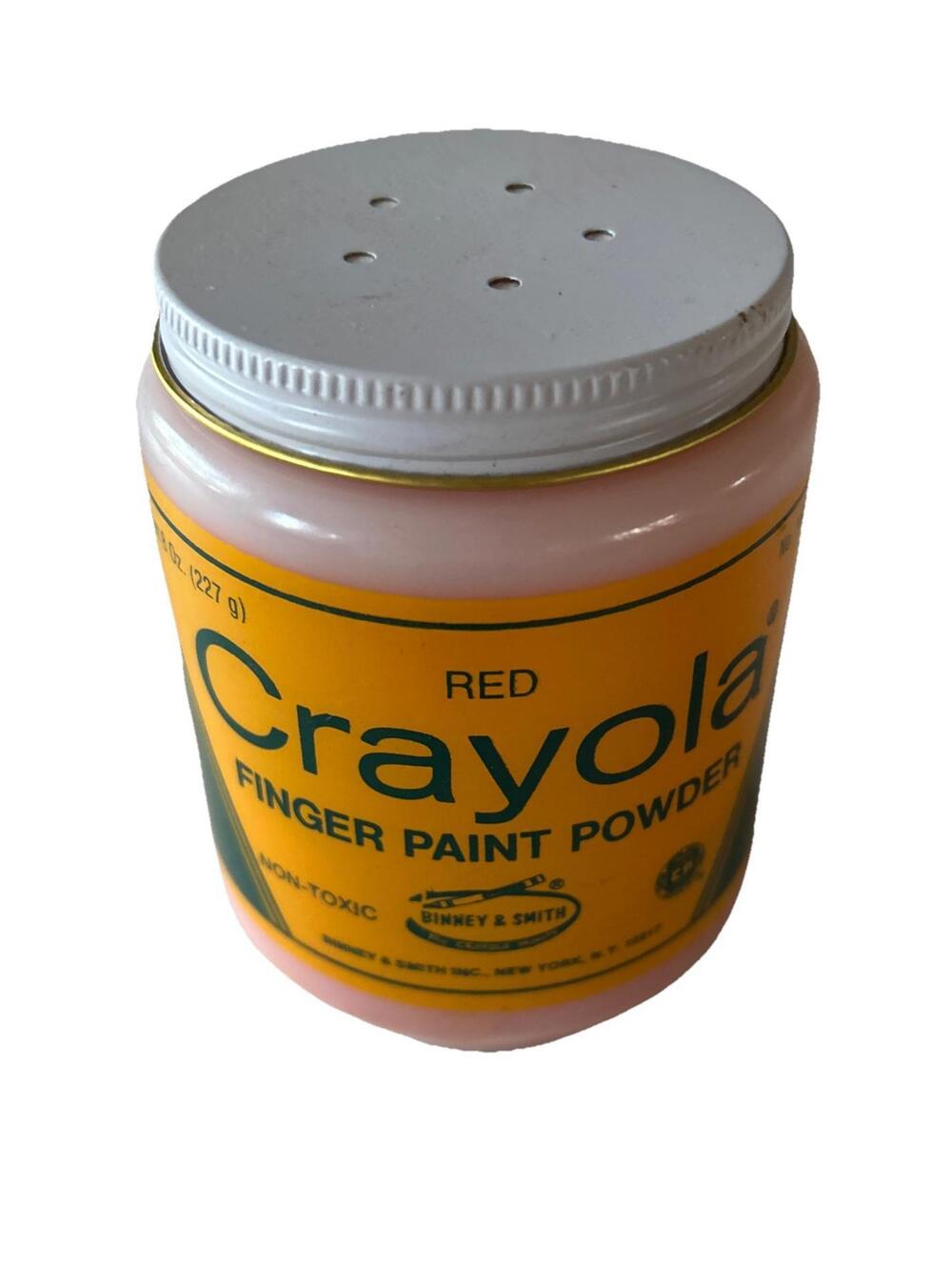 Crayola Finger Paint Powder Red Vintage Binney & Smith 8 Oz Jar Prop Art
